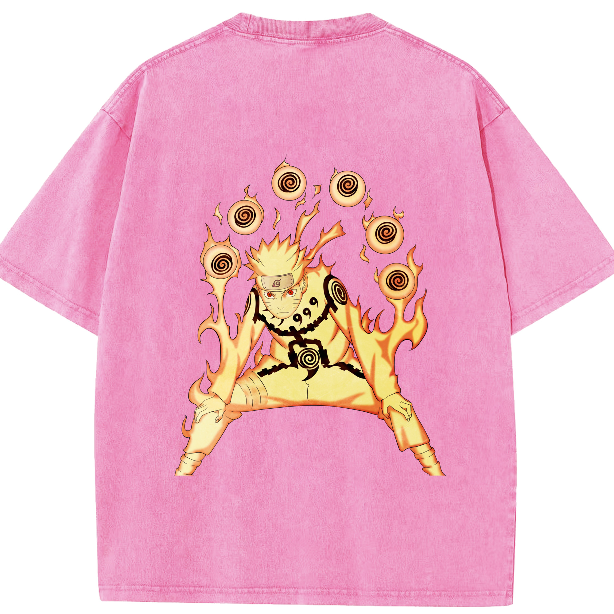 （画像用） NARUTO -ナルト- うずまき ナルト Uzumaki Naruto 綿100% ヴィンテージ風 半袖Tシャツ（背面プリント）